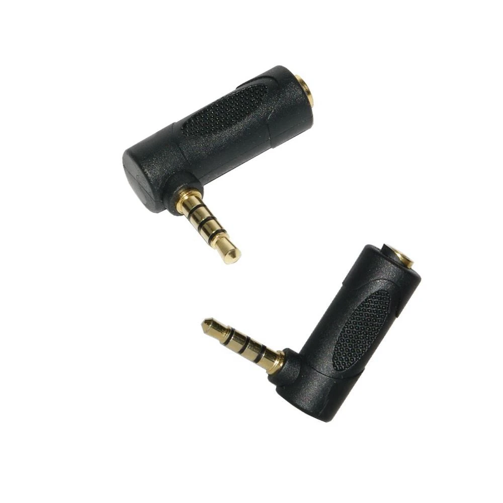 1 pz oro 3.5mm 3 poli Stereo 90 ° rettangolare femmina a 3.5mm 4 poli maschio spina Audio spina adattatore Jack a forma di L