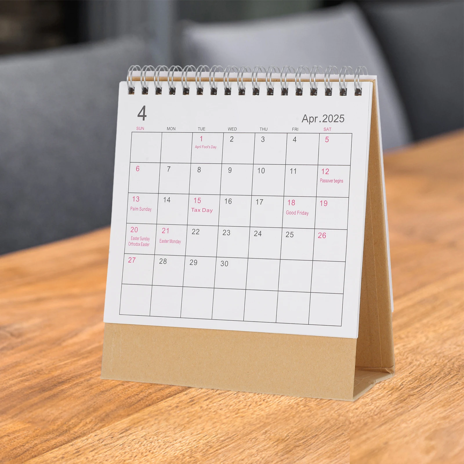 

2025 Desk English Version Flip Monthly Planner Wire Bound Standing For Office Home School Large Page Paper Scheduling