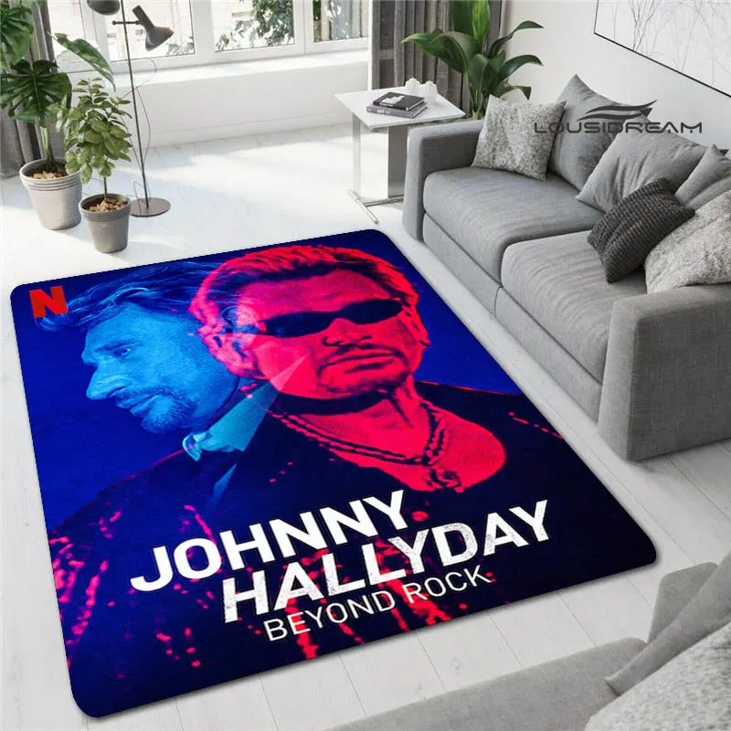 French rock star Johnny Hallyday print carpet game room living room bedroom non-slip carpet photography props birthday gift