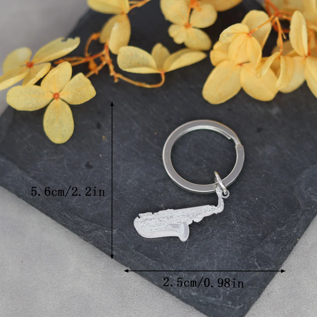 Chandler Alto Saxophone Pendant Key Chain for Women Sax Stainless Steel Jewelry Men Key Chain image 5
