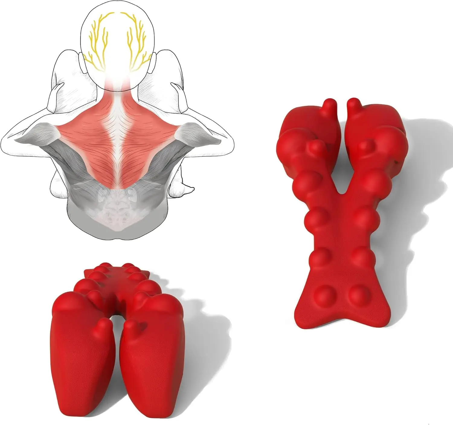 Trapezius Trigger Point Massager, Myofasical Release Neck and Shoulder Pain, Suboccipital Release Tool, Posture Corrector, Relie