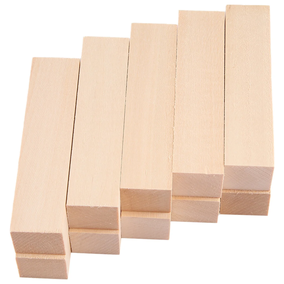 Grote houtsnijwerkblokken (10 stuks) 4 x 1 x 1 inch onvoltooide lindehout projectknutselset DIY-hobbyset voor beginners