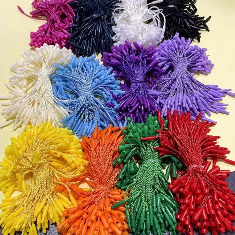 1000 Stück Schnappverschluss-Schlaufenbänder 8 cm Kleine Etikettenschnüre Weiß Rot Schwarz Polyester Kleidungsetikettenschnüre Etikettenbänder – Detail 4