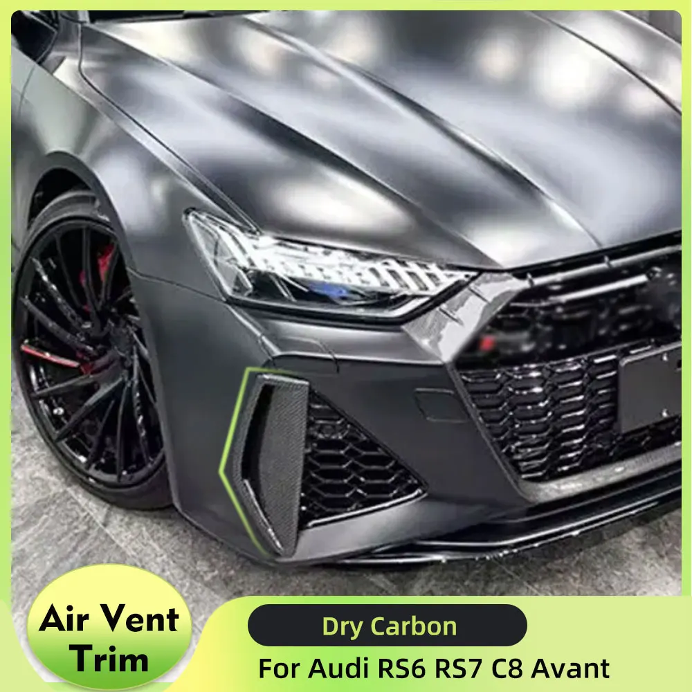 Prepreg Dry Carbon Front Bumper Air Vent Trims for Audi RS6 RS7 C8 Avant 4-Door 2019-2021 Car Racing Front Bumper Scoop Trims