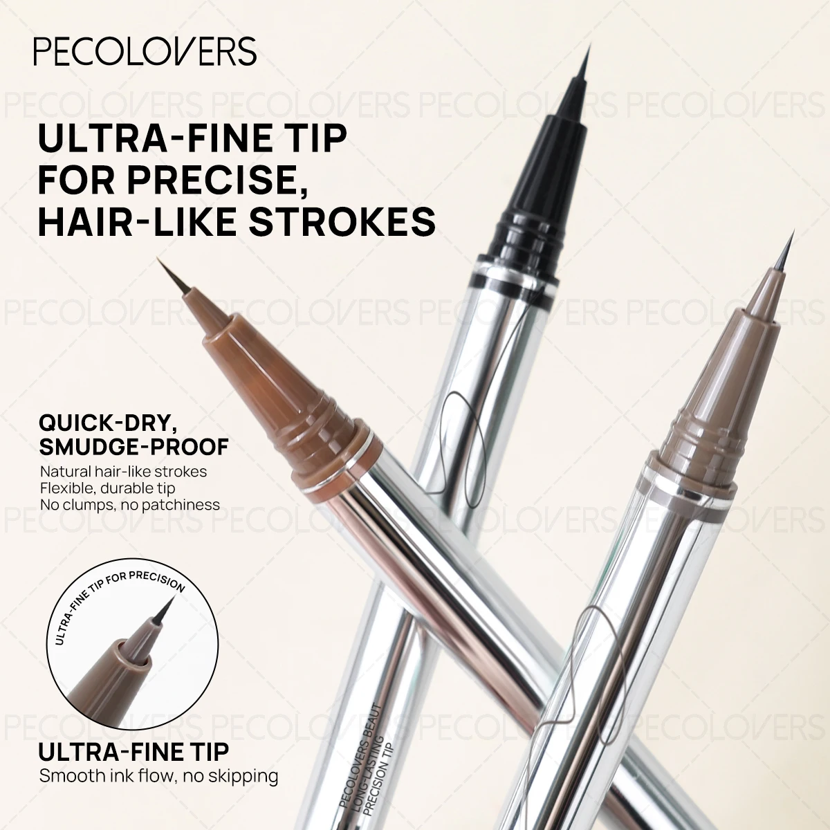 4-Way Slanted Eyebrow Pencil, Waterproof, Sweatproof, Long-Lasting, Non-Blending, Comfortable to Touch, Easy to Carry