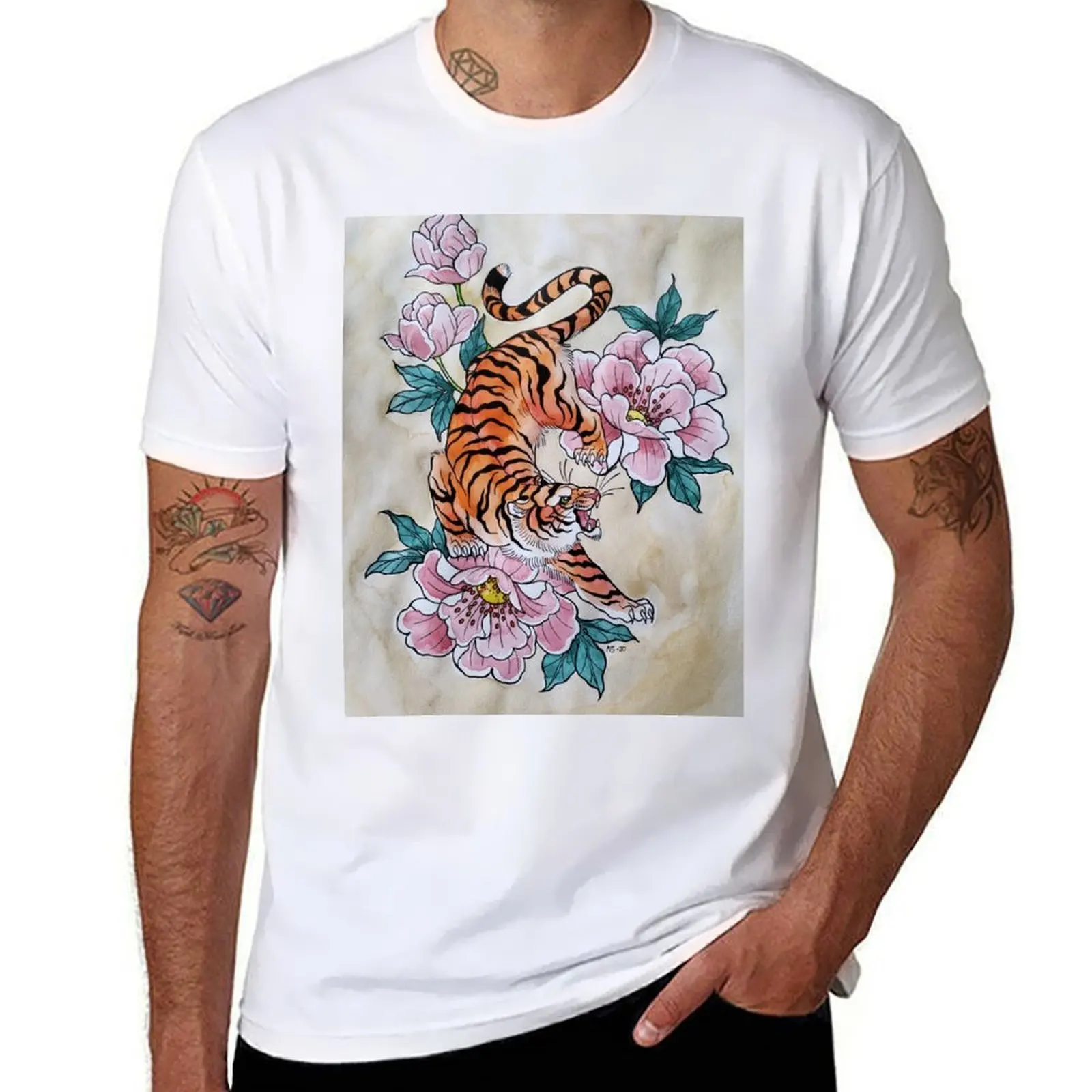 

humor t luxury Peonies shirt t T-Shirt t shirt and Tiger man funny dark cotton man shirts