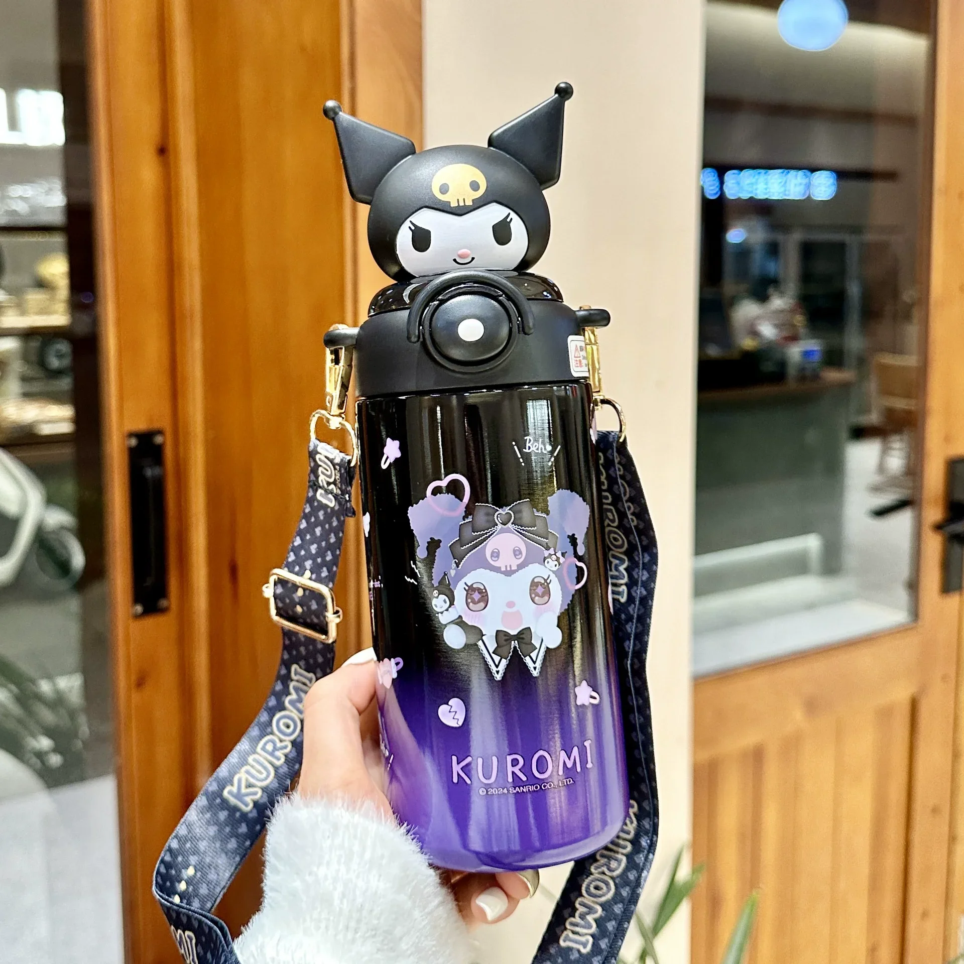 600 مللي سانريو كورومي كوب قارورة عازلة من القش مرحبا كيتي سينامورول لطيف زجاجة ماء الفولاذ المقاوم للصدأ معزول زجاجة 6 أنماط #3