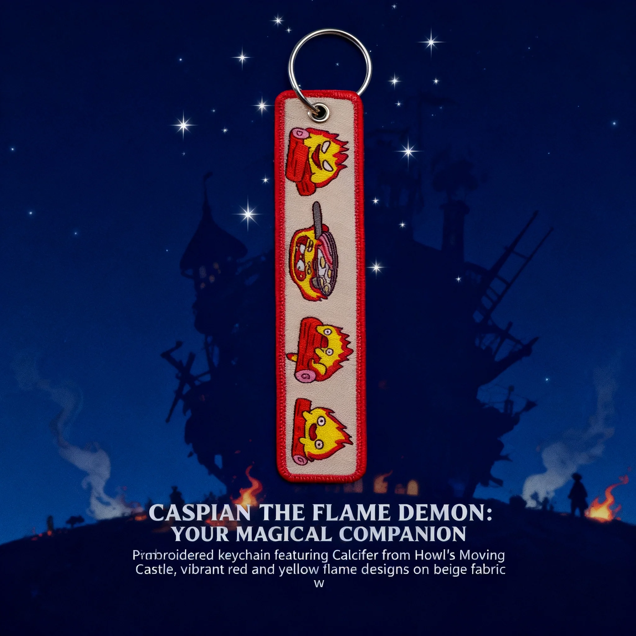 Anime Fire Embroidery Key Fobs Cute Key Tags Keychains for Motorcycles Cars Keyring Cosplay Accessories Bag Decoration Gifts