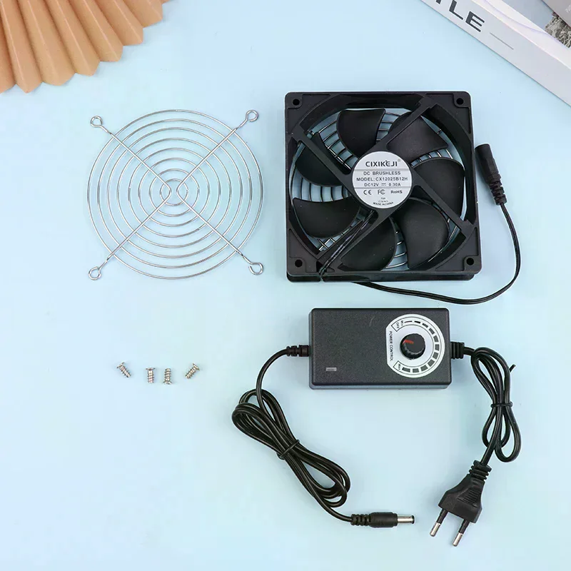 Fan Cooling With Controller + 2 Metal Mesh Covers 12V BTC Machine Chassis Workstation Cabinet Radiator Server Fan 12CM 2700RPM