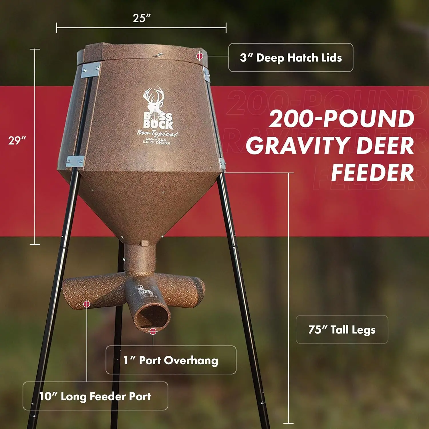 00 LB Deer Feeder/Hunting Durable Lightweight Plastic UV Protected Windproof Waterproof Gravity Feed System