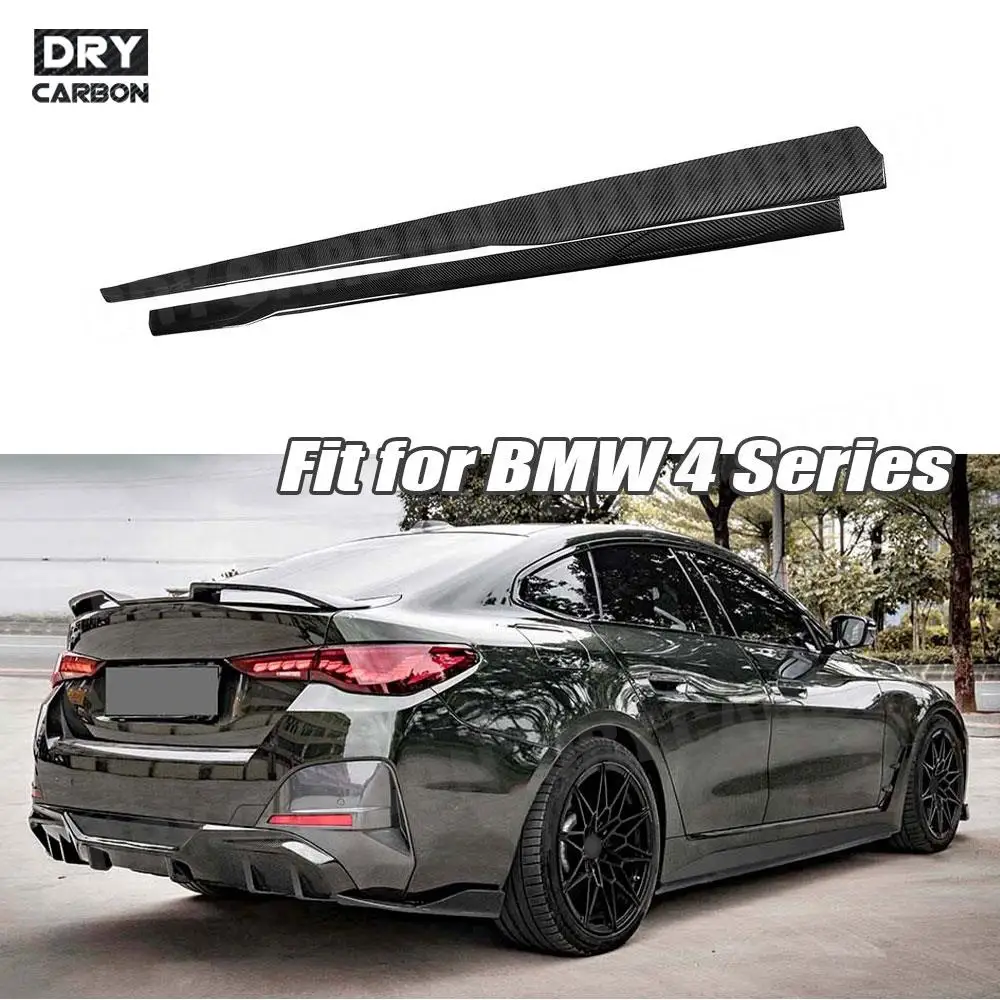 Dry Carbon Side Skirts Extension Body Panel Lip Splitters Winglet Car Accessories for BMW 4 Series i4 Electric Sedan 2021+