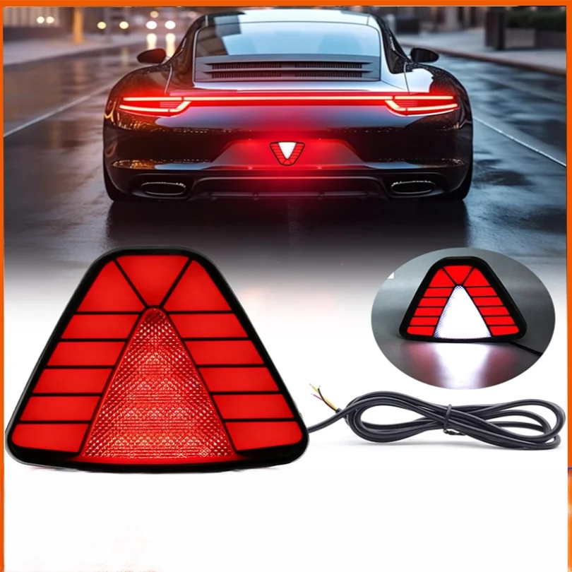 

Triangular LED brake light with reverse light, car tail light, warning light, modified universal model