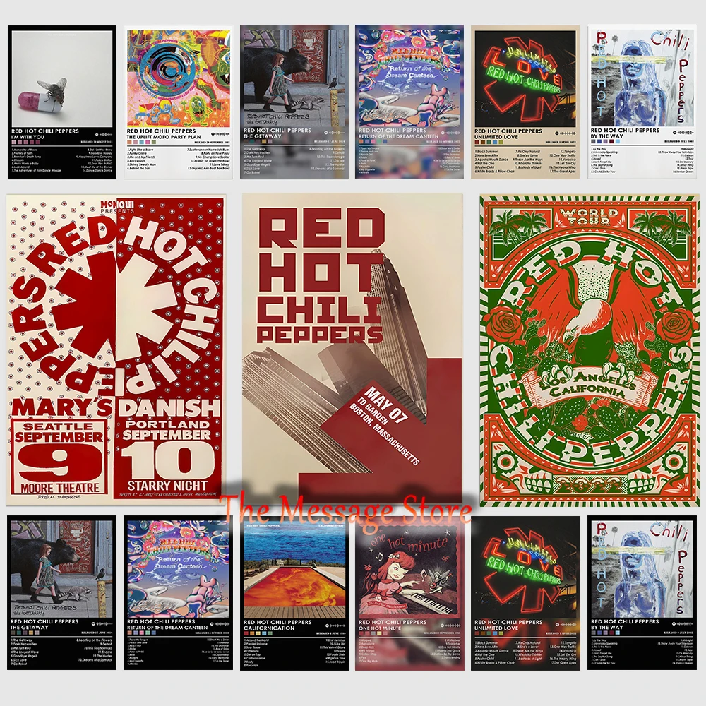 Póster de las portadas de álbumes de Red Hot Chili Peppers, decoración para sala de música, Unlimited Love, I'm with You, The Getaway, póster, pintura en lienzo, decoración