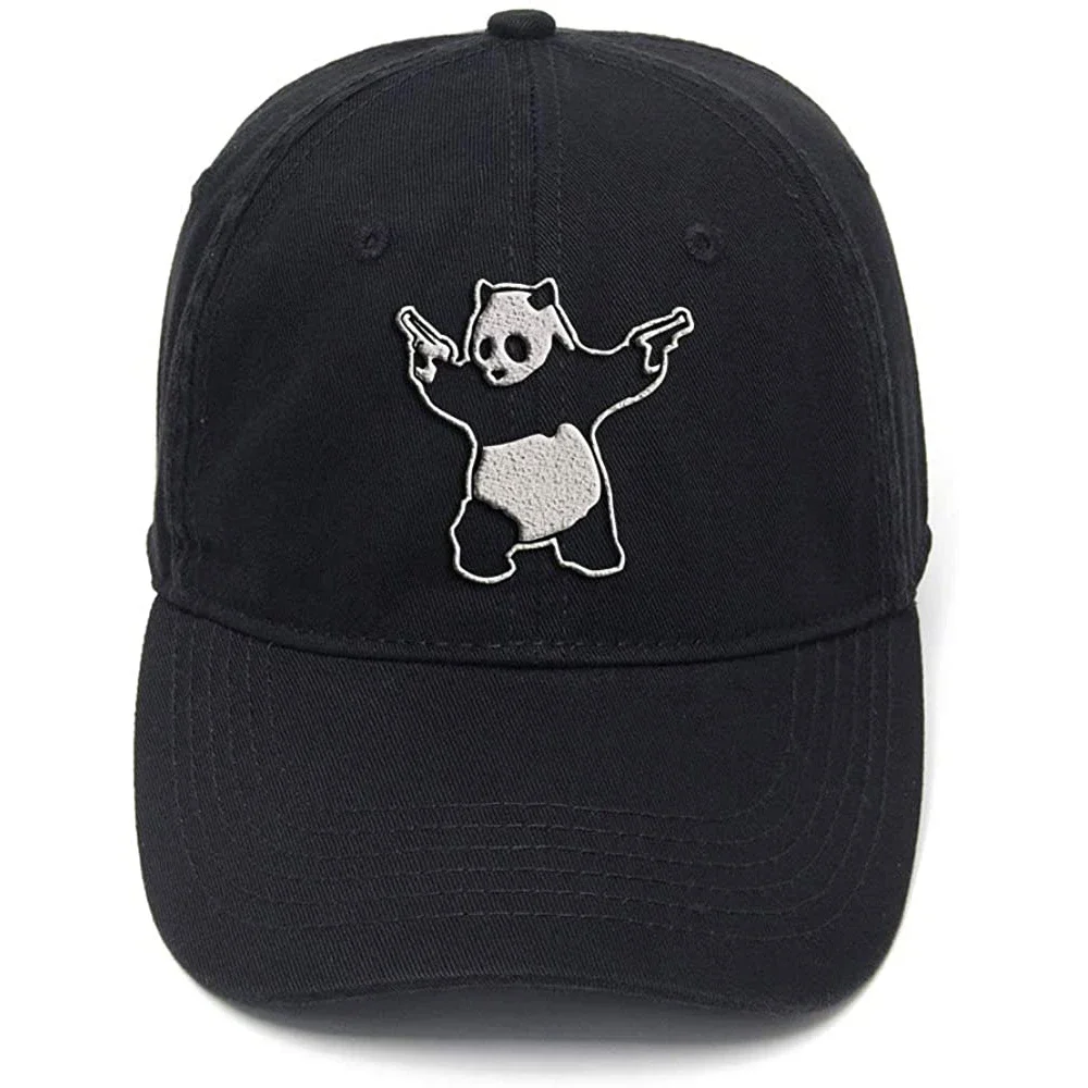 

Lyprerazy Panda with Gun Washed Cotton Adjustable Men Women Unisex Hip Hop Cool Flock Printing Baseball Cap