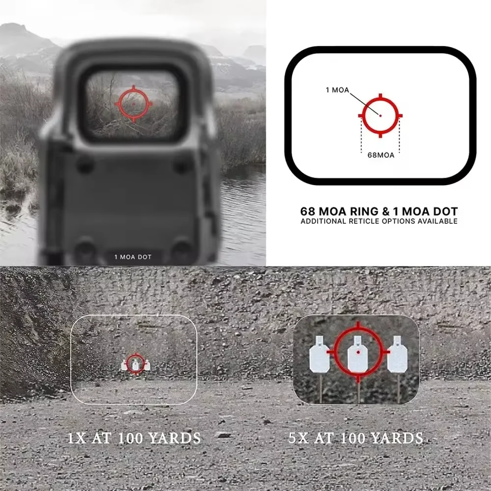 558+G33/G43 Taktisches holografisches Zielfernrohr, 3-faches Vergrößerungszielfernrohr, Red Dot Optic Sight mit/20 mm Schienenhalterungen und