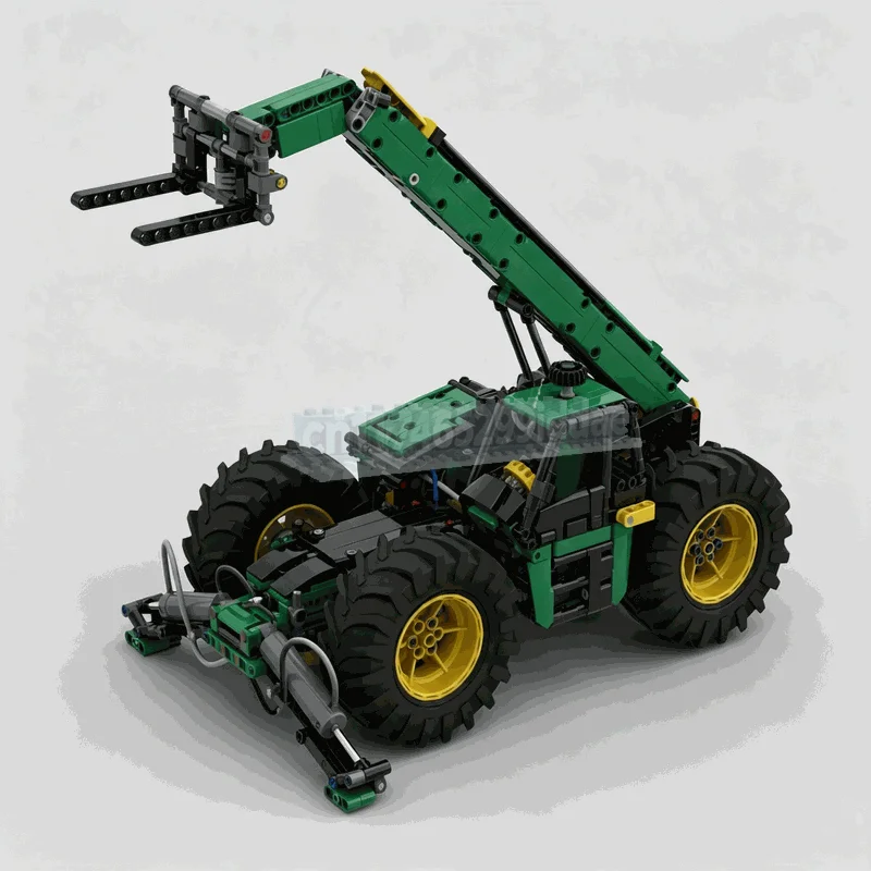 1156PCS Green Telescopic Loader Building Blocks Technical Construction Vehicle Model Adjustable Boom DIY Assembly Display Gift