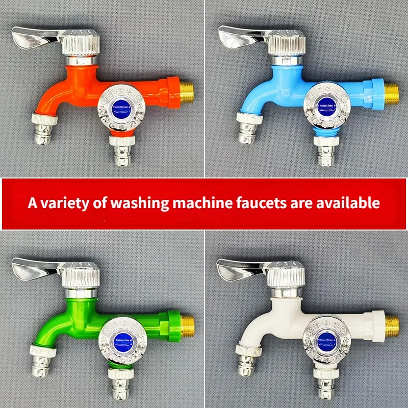 Faucet Double Outlet Dual Control Water Tap Home Bathroom Hose Irrigation Fitting Plastic Connector 1/2\