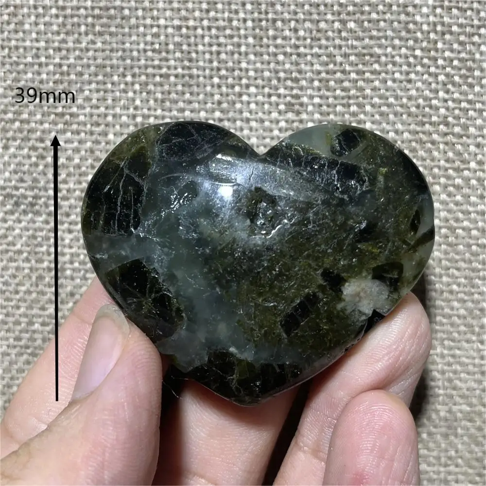 Green Grape Prehnite Hair Tourmaline Agate Natural Stone Heart Crystal Quartz Minerals  Wicca Home Decoration Room