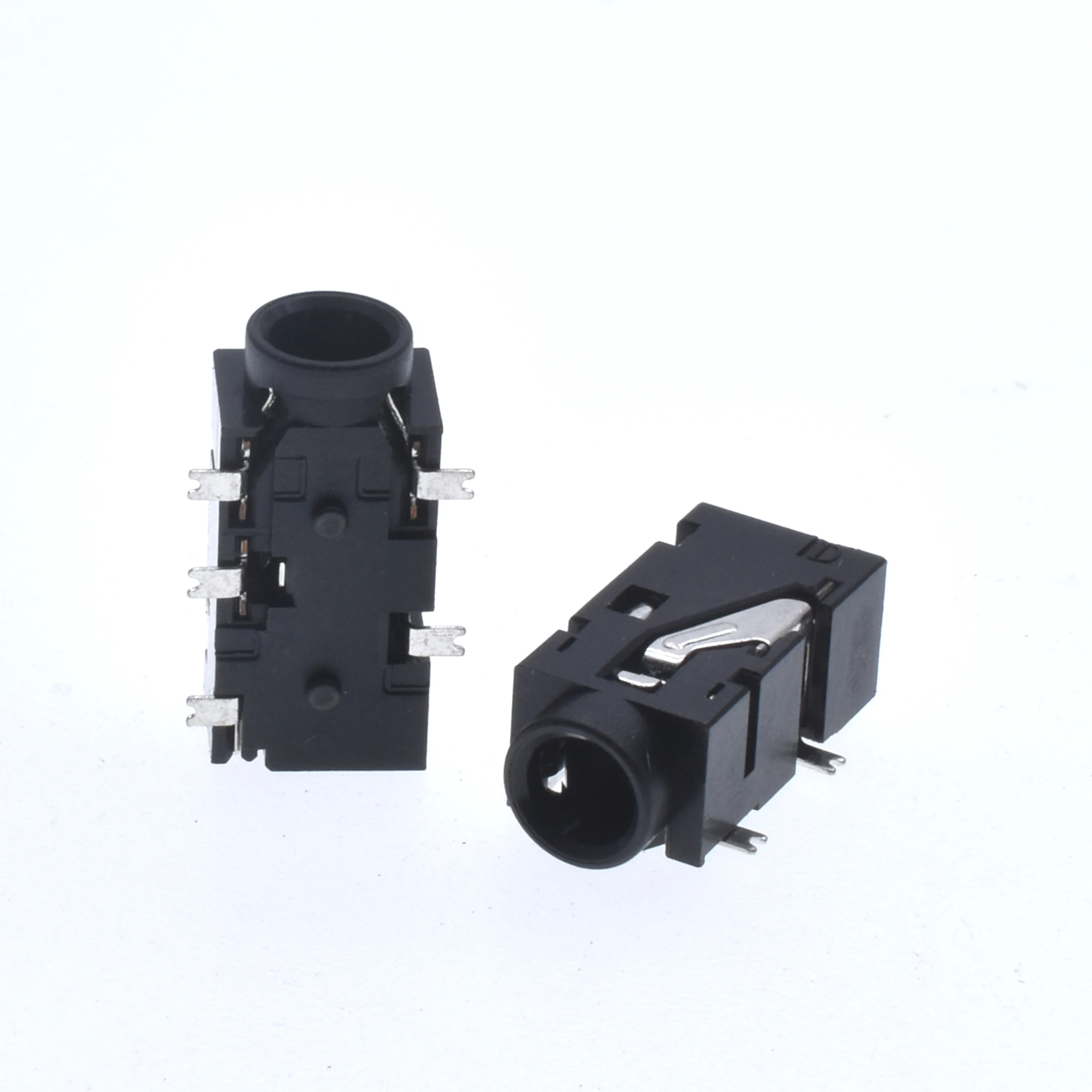 10Pcs PJ-327F audio socket patch,  5-pin, 4-section dual channel headphone socket, 3.5MM caliber headphone jack holder Black