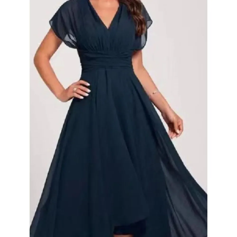 Vestidos de gasa con cuello en V y temperamento a la moda para mujer, vestidos es coloridos para mujer, adecuados para...