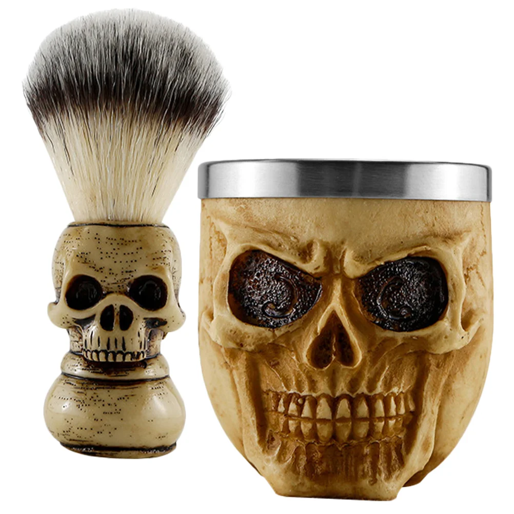 Regalo de Halloween, maquinillas de afeitar para hombre, suministros para brochas de afeitar, cuenco para Barba, Kit de accesorios de nailon, suministro de viaje y taza