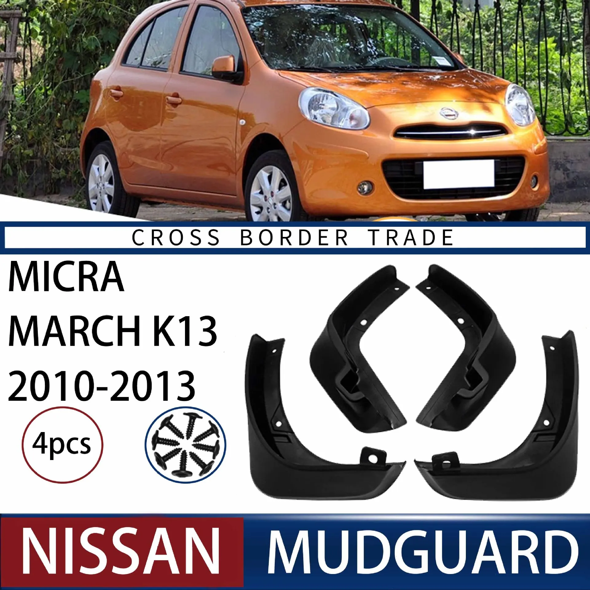 FOR Nissan Micra March K13 2010-2013 Car Molded Mud Flaps Splash Guards Mudguards Front Rear Styling Front Rear Car Accessories