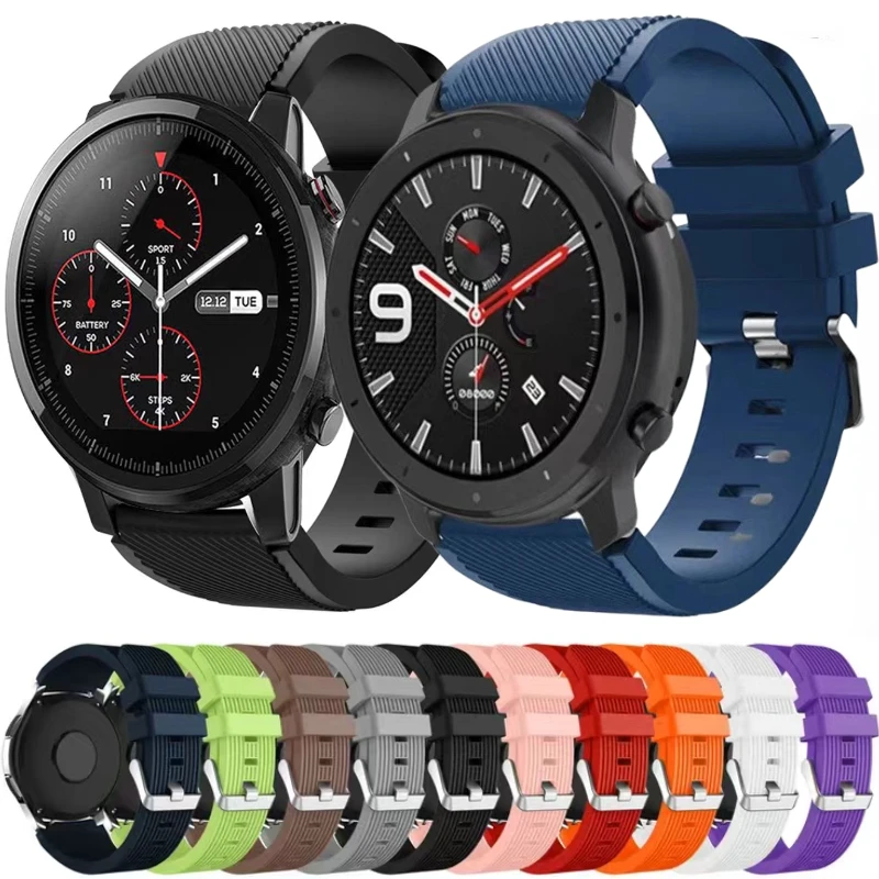 22mm Silicone Band For Samsung Watch 3/Gear S3 Frontier/Huawei Watch 3/3 Pro/GT/2 Sports Wristband For Amazfit GTR/Stratos/Pace