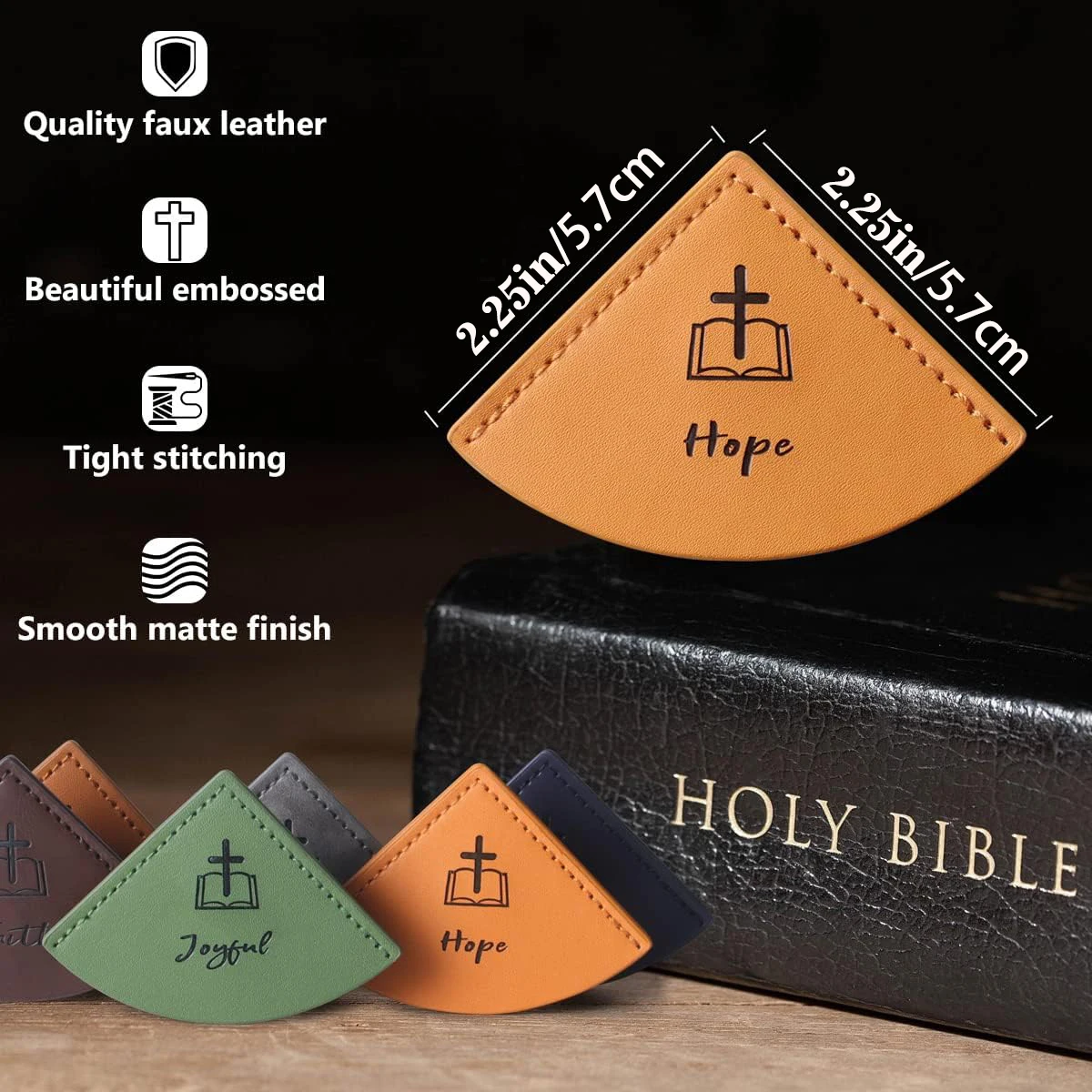 6 Pcs Leather Bookmarks, Bookmarks for Bible, Page Corner Bookmarks, Inspirational Bookmarks, Religious Christian Gifts