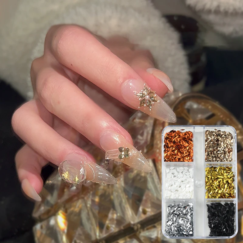 Mini rombos con parte posterior plana de 6 rejillas, diamantes de imitación para decoración de manicura DIY