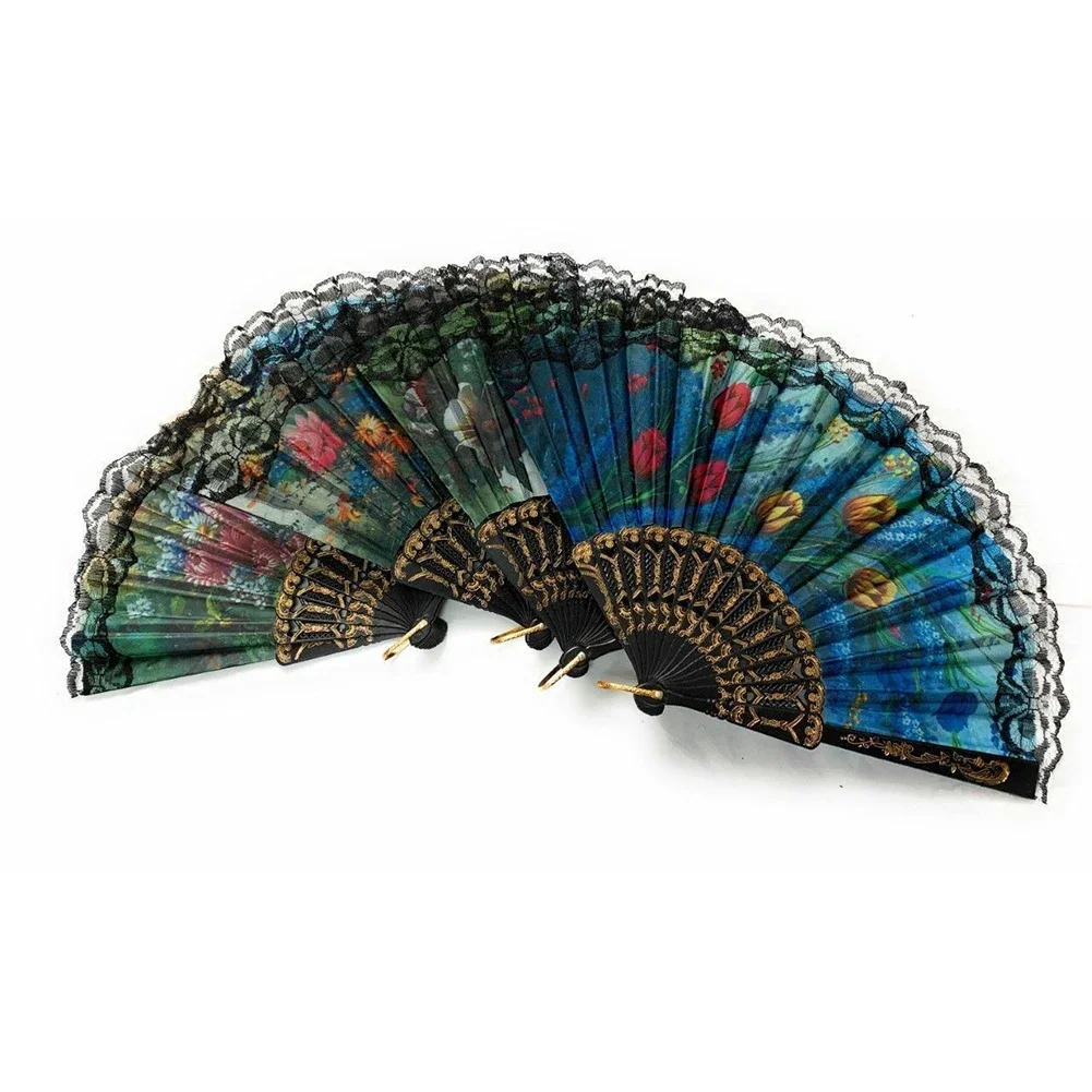 Hot Sale New Quality Fashion Folding Fan Dance Fan Decoration Floral Fan Floral Print Dancing Handheld Portable