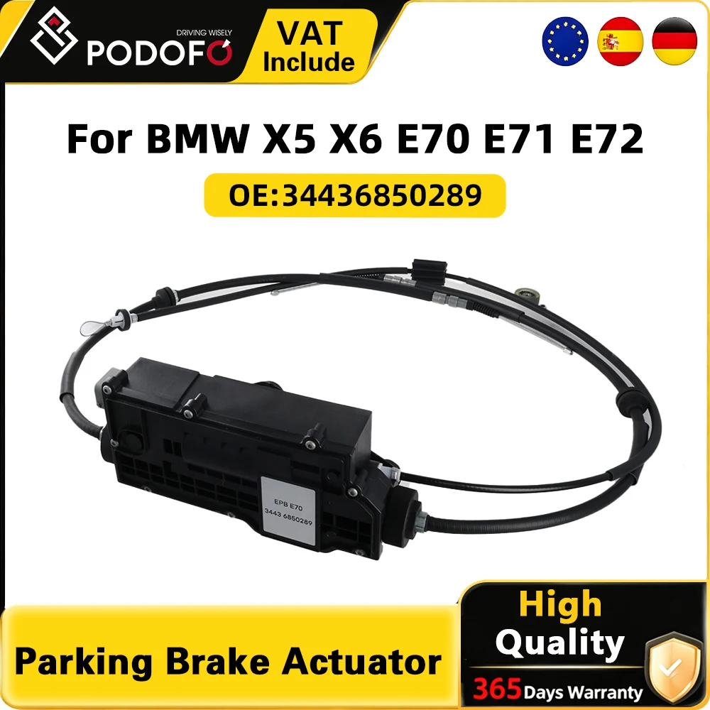 Ensemble moteur de frein de stationnement Podofo OE 34436850289 pour BMW X5 X6 E70 E71 E72 – Unité de commande de frein à main électrique de remplacement