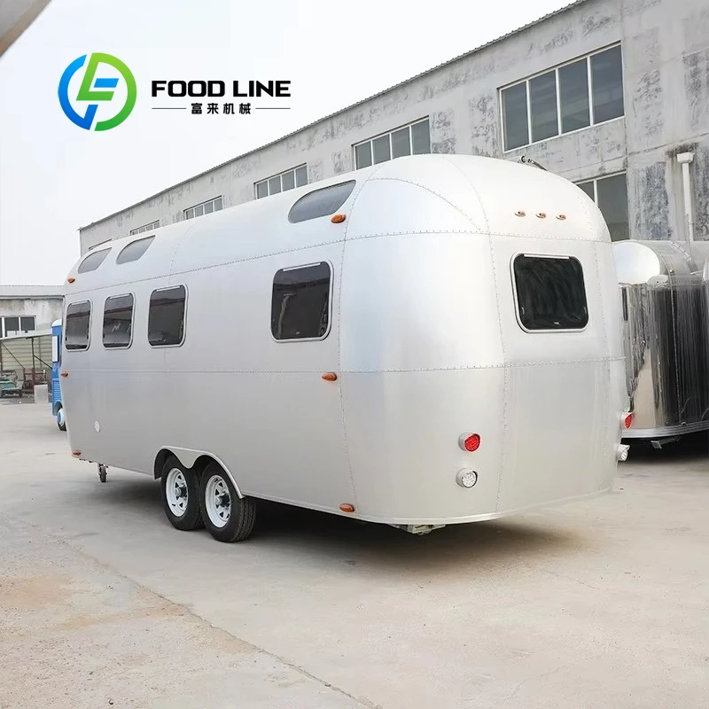 

Customized Commercial Aluminum Food Truck Food Trailer Caravan with Storage Rack for Catering Business Street Vending Sale