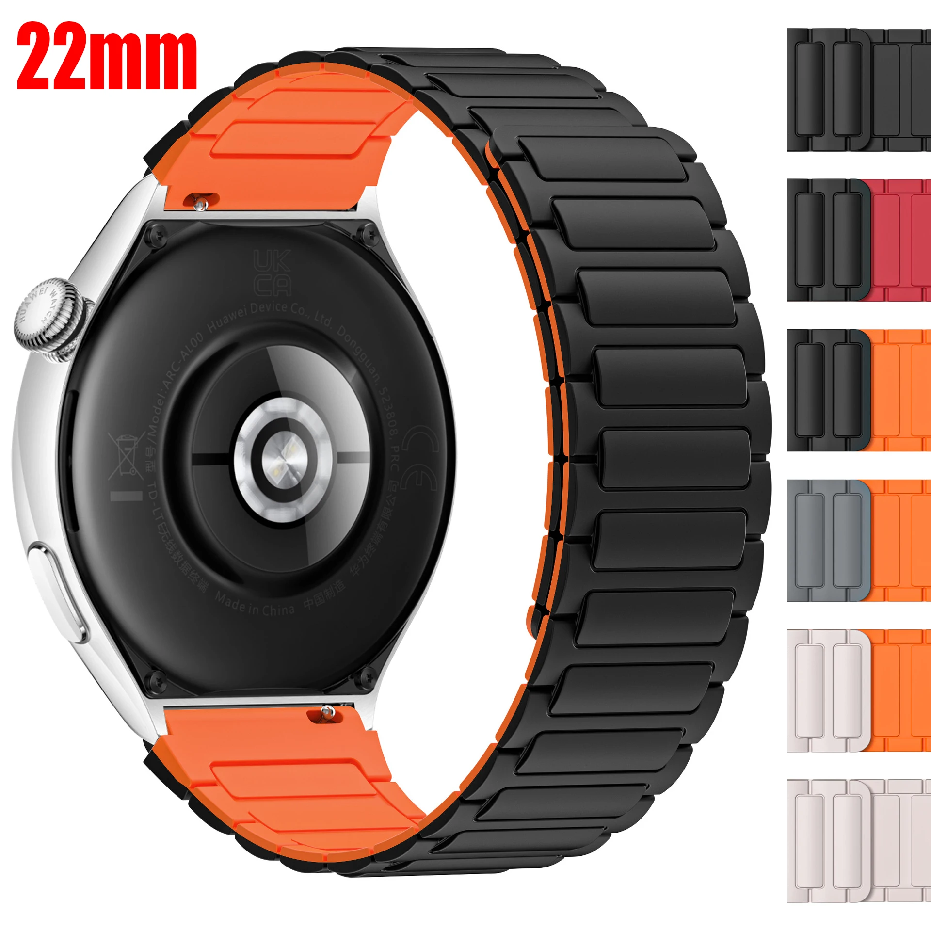 22mm Magnetic Silicone Strap For Huawei Watch GT5 4 3 2 46mm Soft Sports Band For Xiaomi Samsung Amazfit Smartwatch Accessories