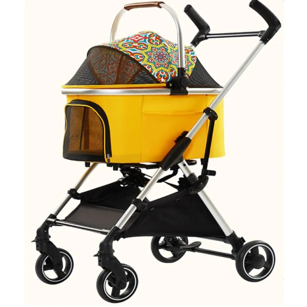 

Premium 3 in 1 Multifunction Foldable Pet Stroller for Dog and Cat with Detachable Pet Travel Carrier, Car Seat & Basket for Sma