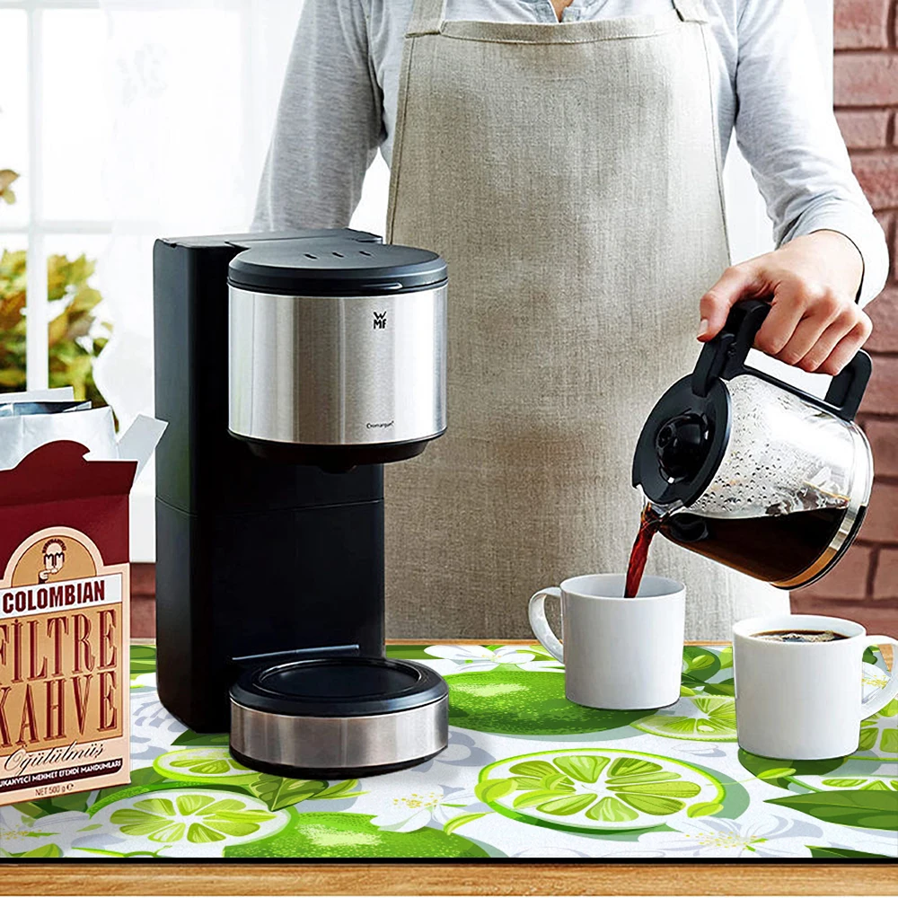 Absorbent Coffee Mat Dish Draining Mat Lemon Fruit Kitchen Drying Mat Quick Dry Bathroom Drain Pad Kitchen Faucet Placemat