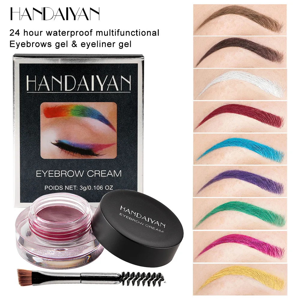 HANDAIYAN 12 Color Waterproof Eyebrow Cream Professional Eyeliner Eyebrow Gel High Brow Tint Black Eye Brow Makeup Tools