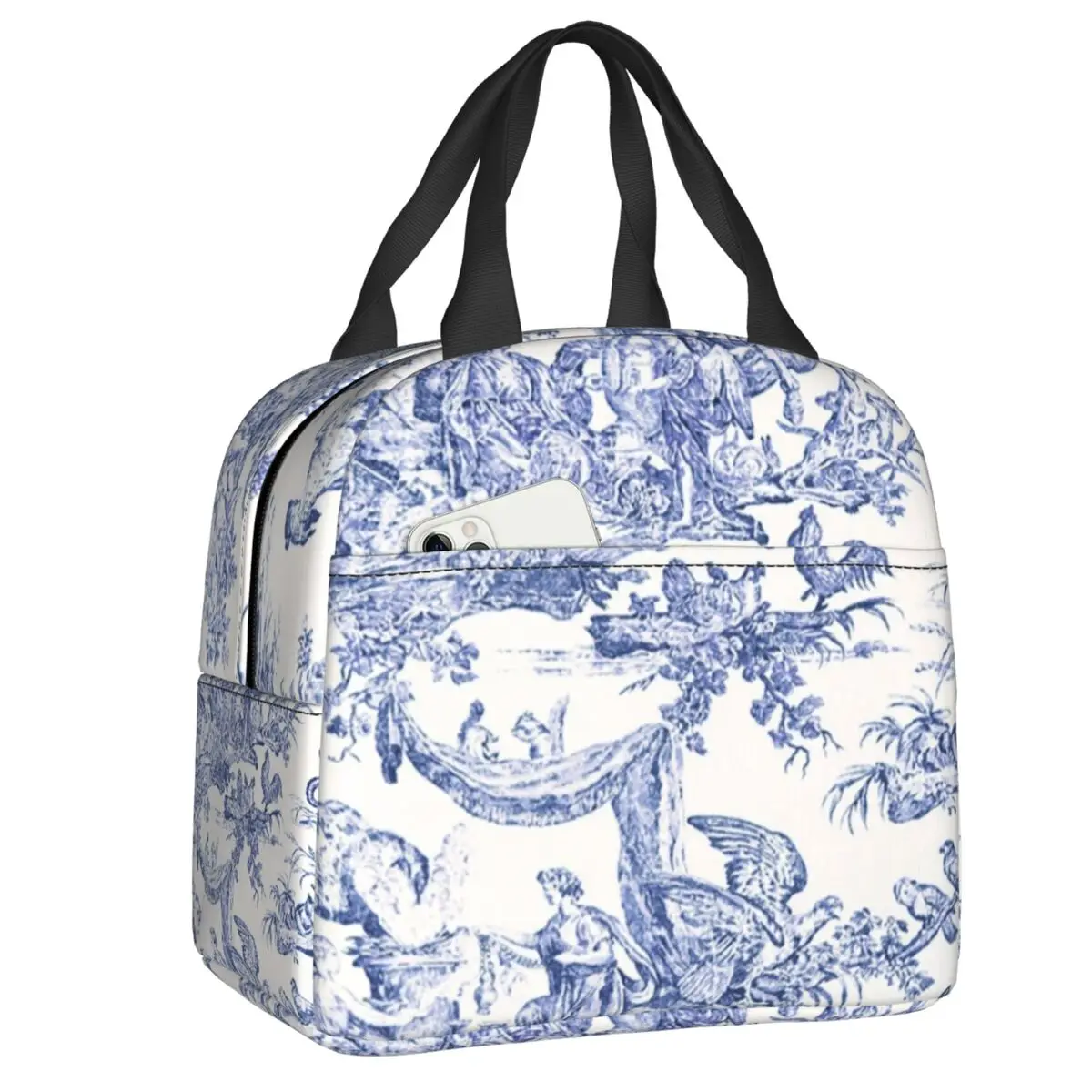 Custom Toile De Jouy Insulated Lunch Bags for Work School Waterproof Cooler Thermal Bento Box Women Kids