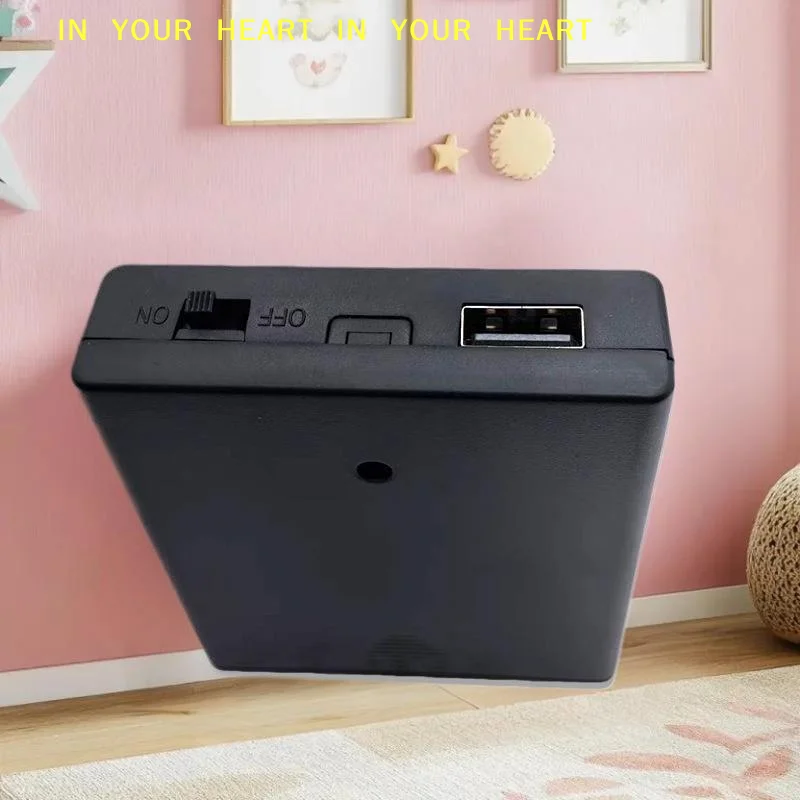 【X】Caja para pilas No.5 con interruptor de encendido y toma USB, sin luz, caja para pilas AA, 1 unidad, soporte para pilas AA de 4 ranuras