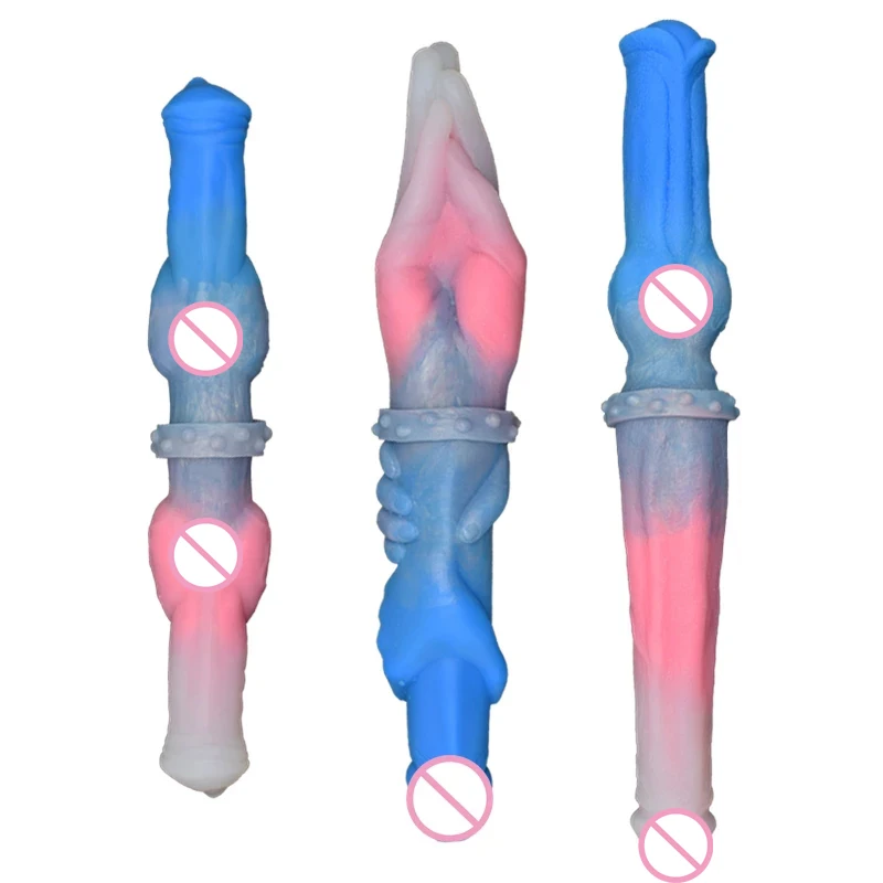 Double Ended Fantasy Penis Dildo with Knot for Lesbian Couple Sex Toys Shop Dual Sides Penis Hand Fist Anal Butt Plug Sexy toys