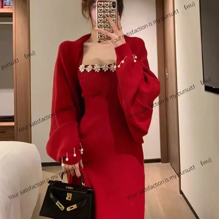 

Осенне-зимний женский темпераментный красный свитер Muse Royal Sister, платье знаменитости, новогоднее празднование