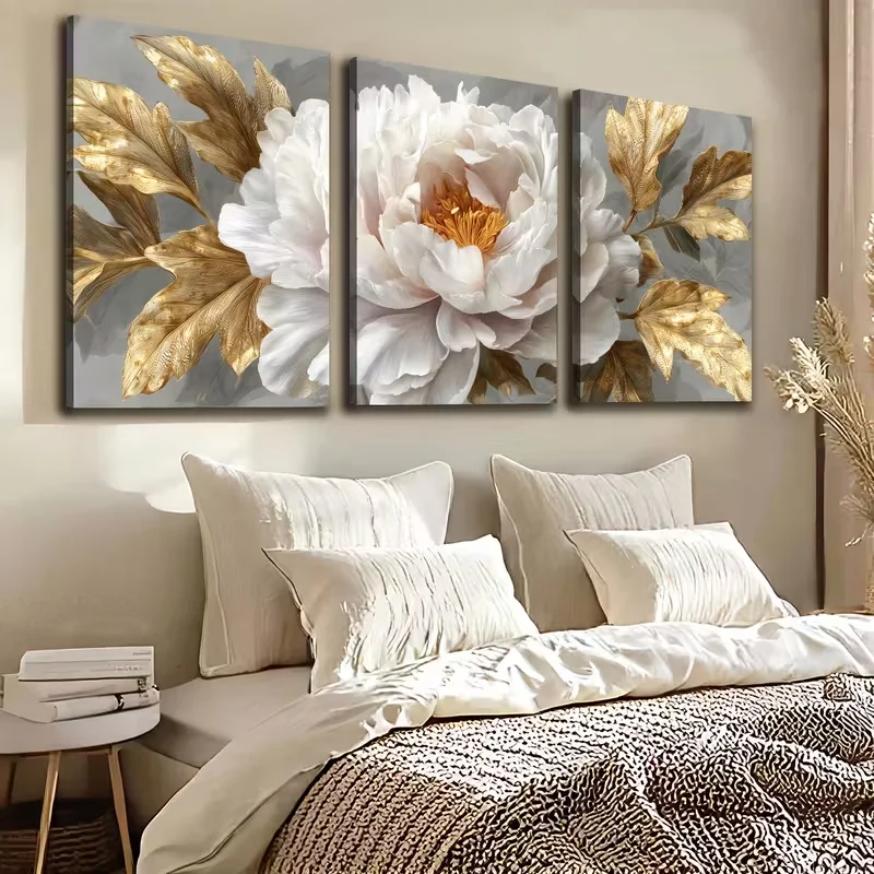 Blooming White Peony Flower 3Pc 5D DIY Diamond Painting Landscape Art Full Square Round Drill Mosaic Triptych Diamond Embroidery
