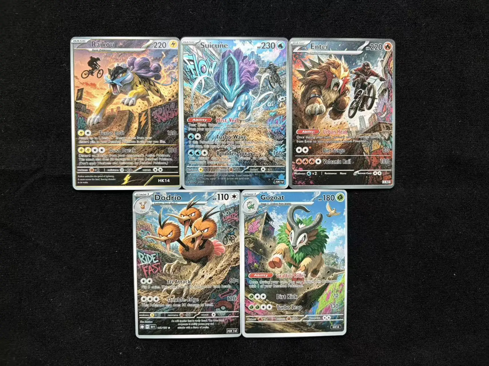 PTCG Cards Holo Rare Cards Raikou Suicune Entei Dodrio Gogoat Graffiti Series PTCG Cards Gift Collection PKM DIY Gift