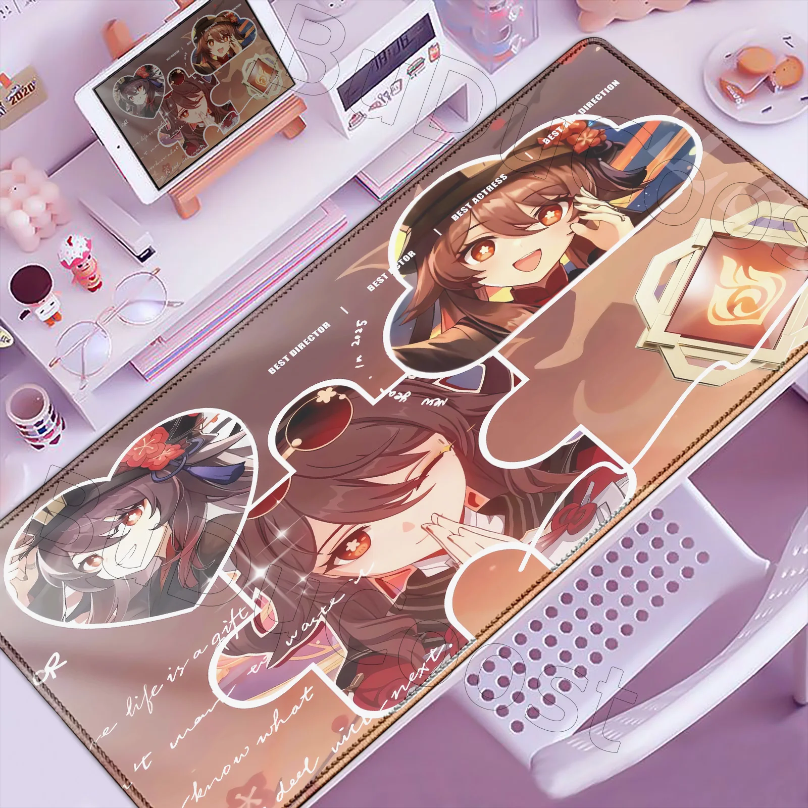 

New Genshin Impact Hu Tao Ganyu Mouse Pad Carpet Laptop Pc Gamer Keyboard Mat XXL Mousepad Edge Lock Non-Slip Rubber Table Mat