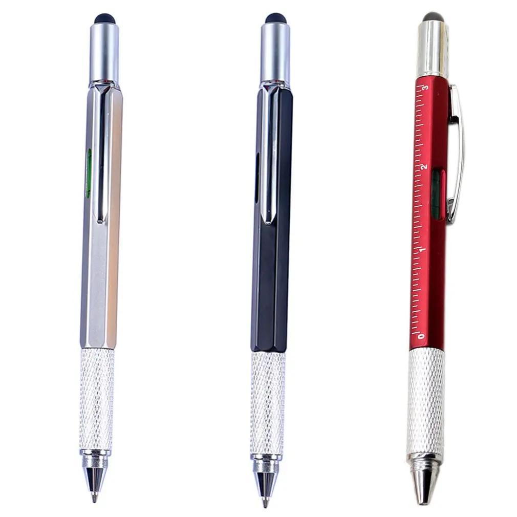 Multifunction Ballpoint Pen with Modern Handheld Tool Measure Technical Ruler Screwdriver Touch Screen Stylus Spirit Level