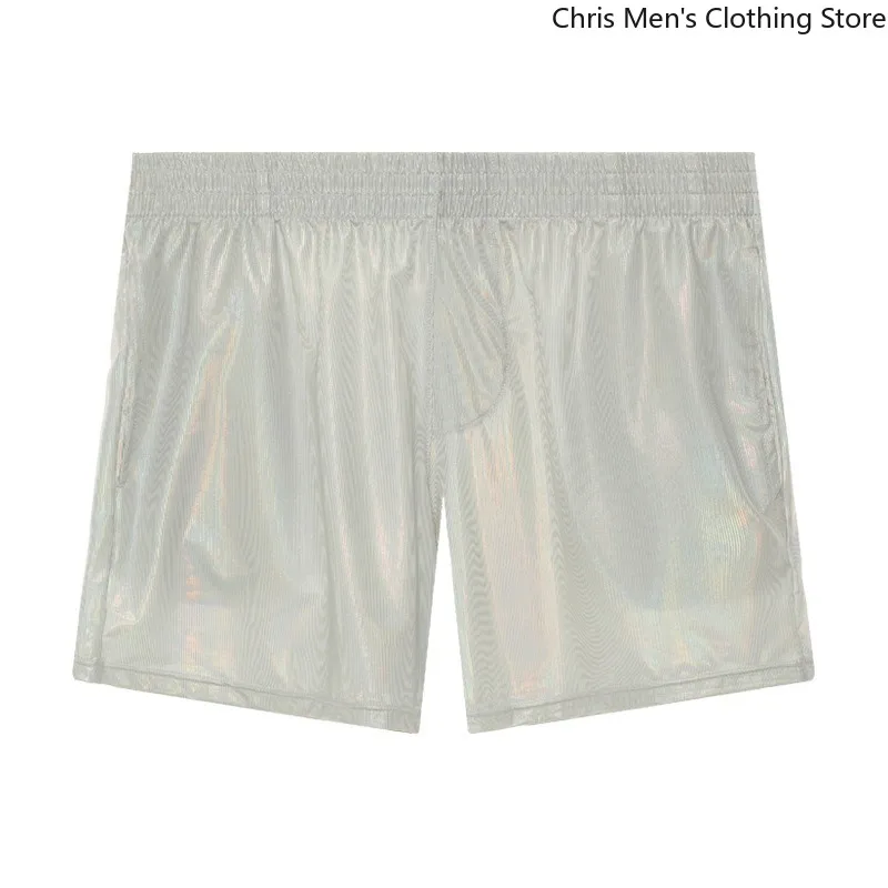 

Мужские повседневные шорты 2025 года, блестящие шорты для сценических шоу для баров, спортивные быстросохнущие шорты для фитнеса и геев, короткие мужские брюки