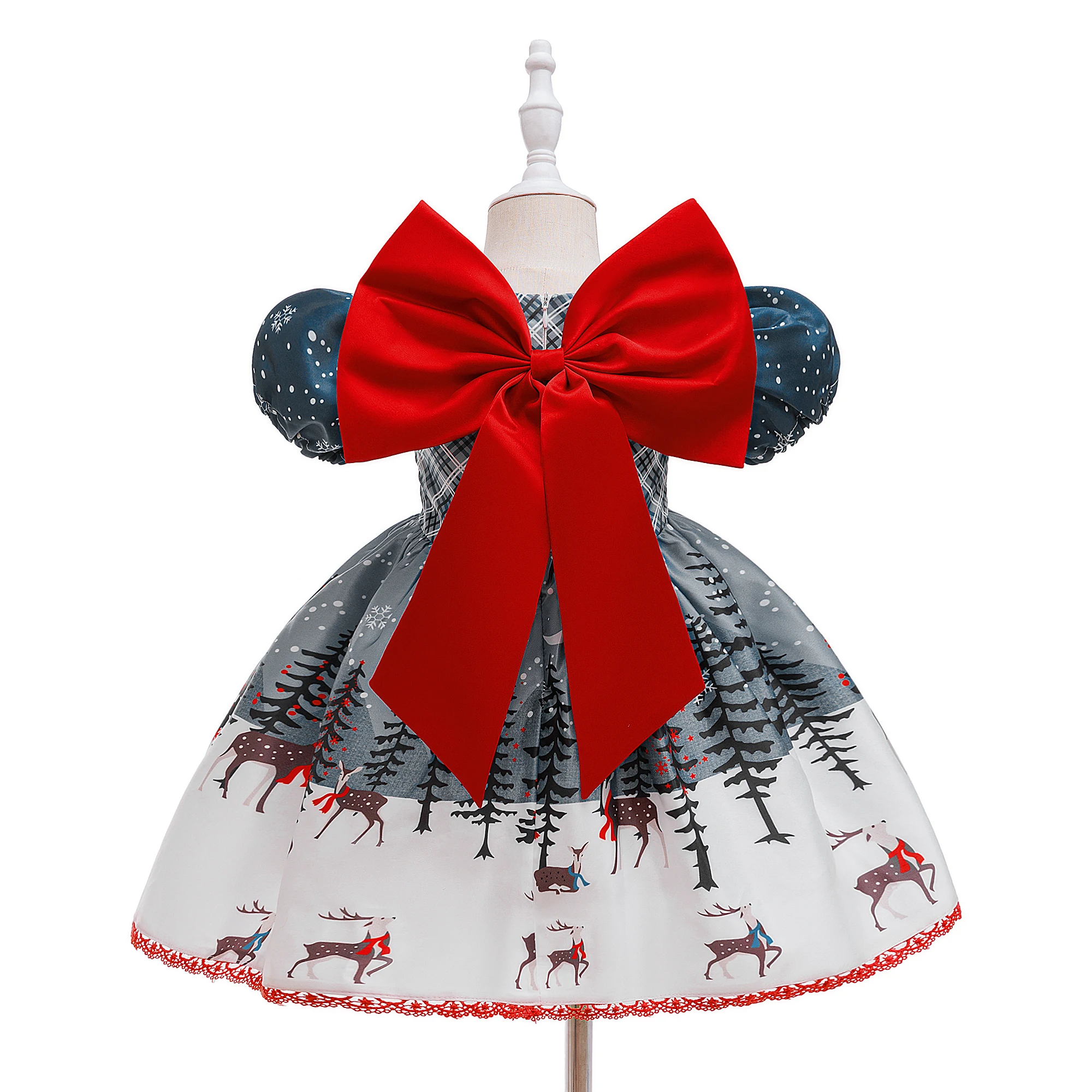 Toddler Christmas Deer Tree Party Baby Girls Dress Carnival Halloween Costume Baptism Wedding 1st Birthday Bridesmaid Girl Dress