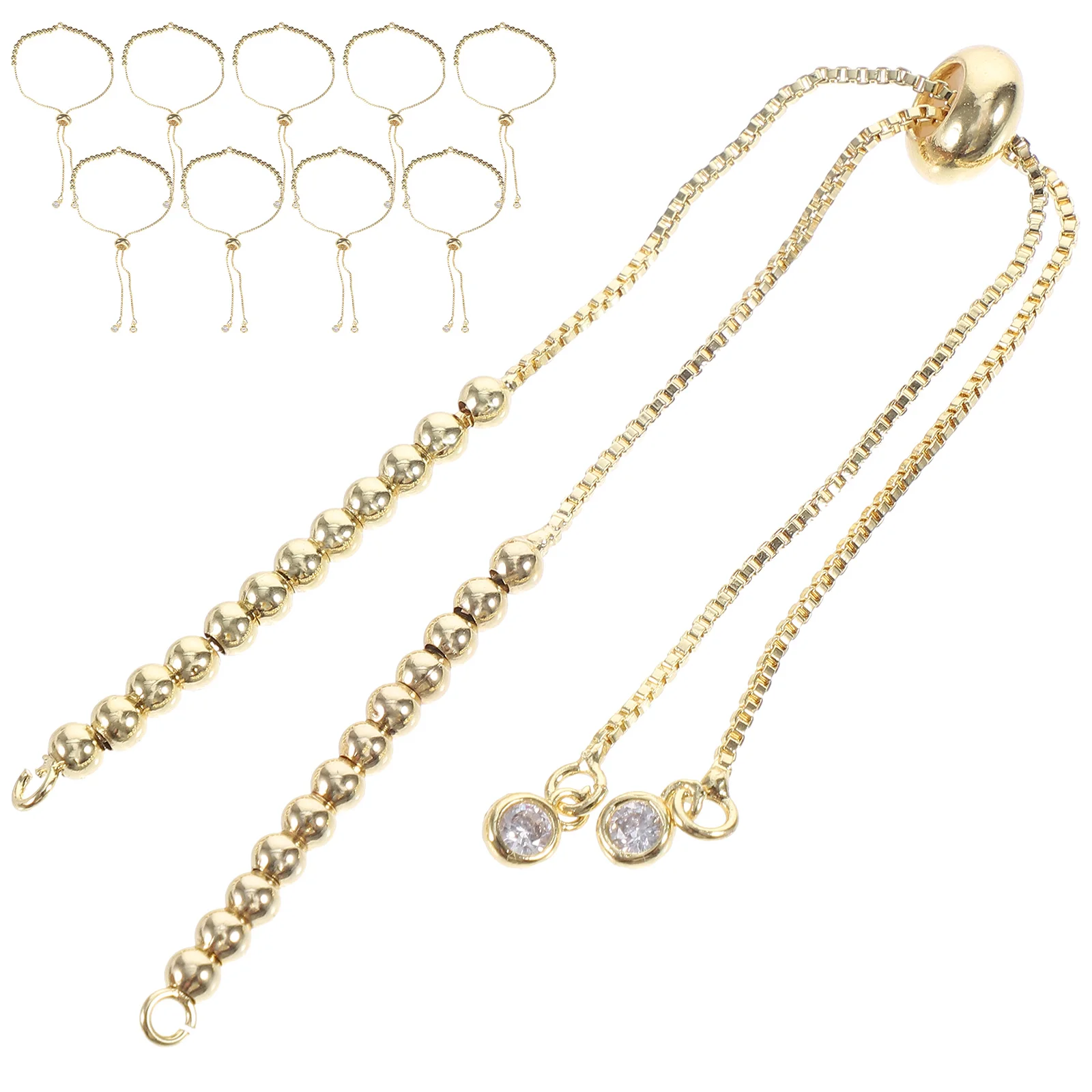 

10 Pcs Push Pull Adjustable Bracelets Gold Beads Women Girls Aesthetic Copper Decor Chic Bracelet Jewelry Accessories