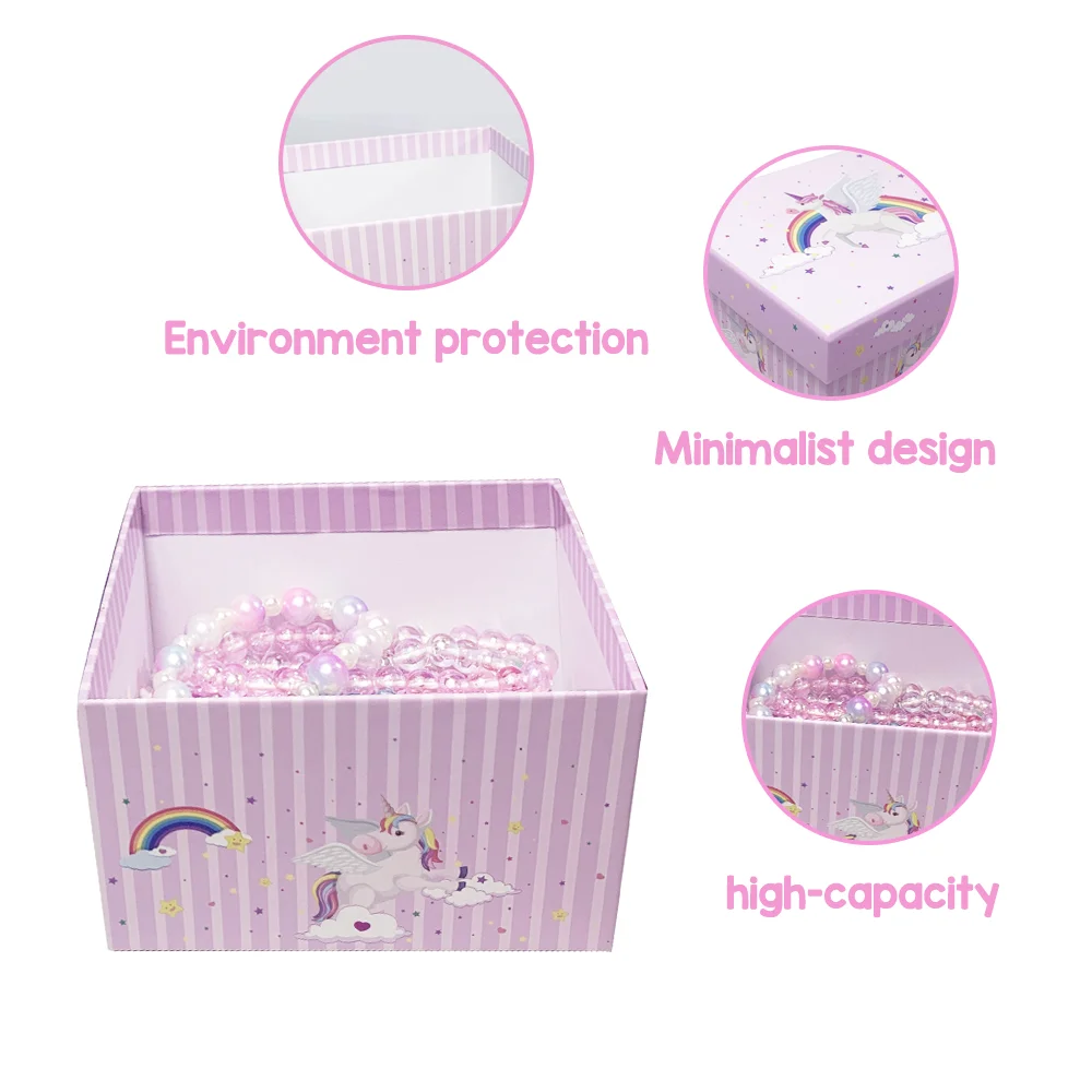 4pcs Unicorn Cardboard Box with Lid Gift Wrap Boxes Rectangle Cardboard Packing Box Wedding Christmas Party Birthday Gift Box