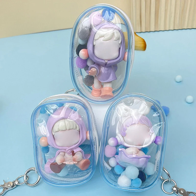 Transparent PVC Storage Bag Blind Box Doll Outdoor Display Hanging Bag Keychain Bag Storage Zipper Bag