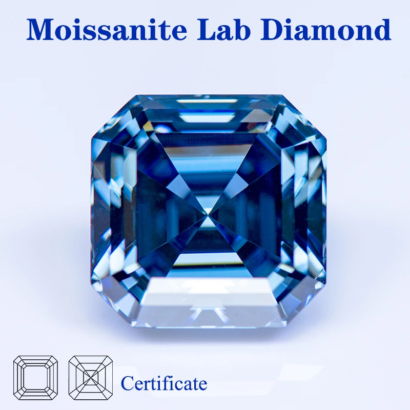 

Moissanite Lab Grown Diamond Natural Color Royal Blue Asscher Cut With GRA Certificate Gemstone Charms Jewelry Making Materials